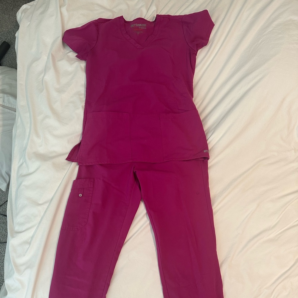 Greys Anatomy Magenta Scrub Set